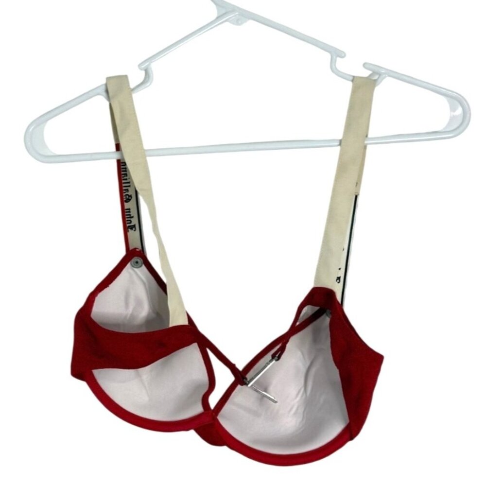 John Galliano Bikini Top Underwire Red Textured Womens Size 46 IT / Large US - Picture 2 of 6